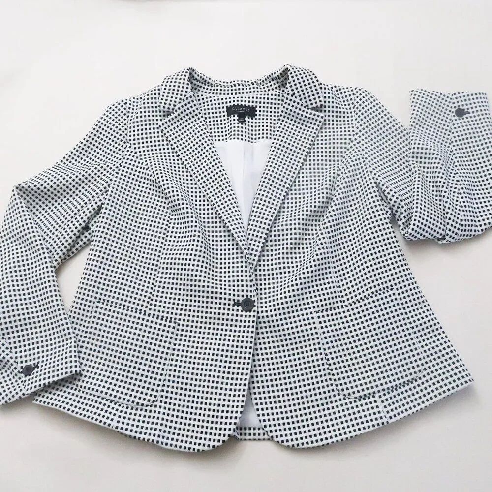 Talbots Black & White Checked Blazer Size 2X